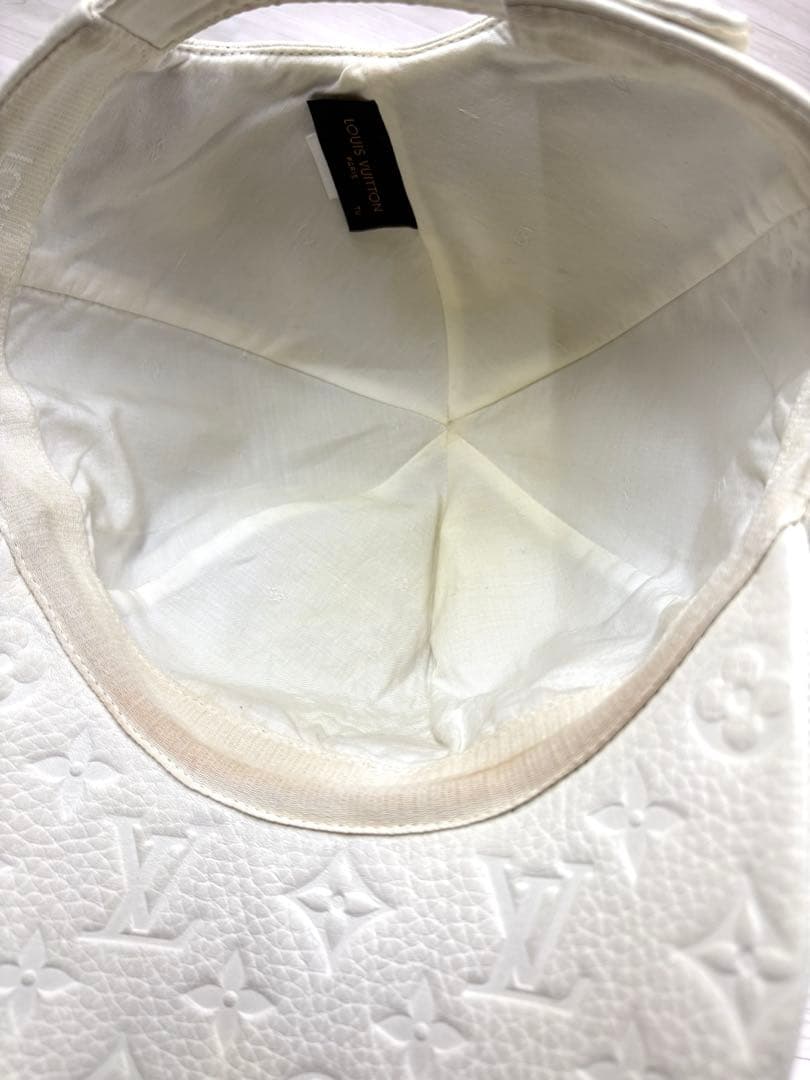【美品】Louis Vuitton レザー　キャップ　帽子　モノグラム　ホワイト