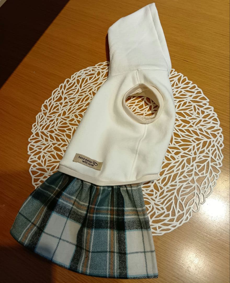 犬服　ハンドメイド　チェックワンピース