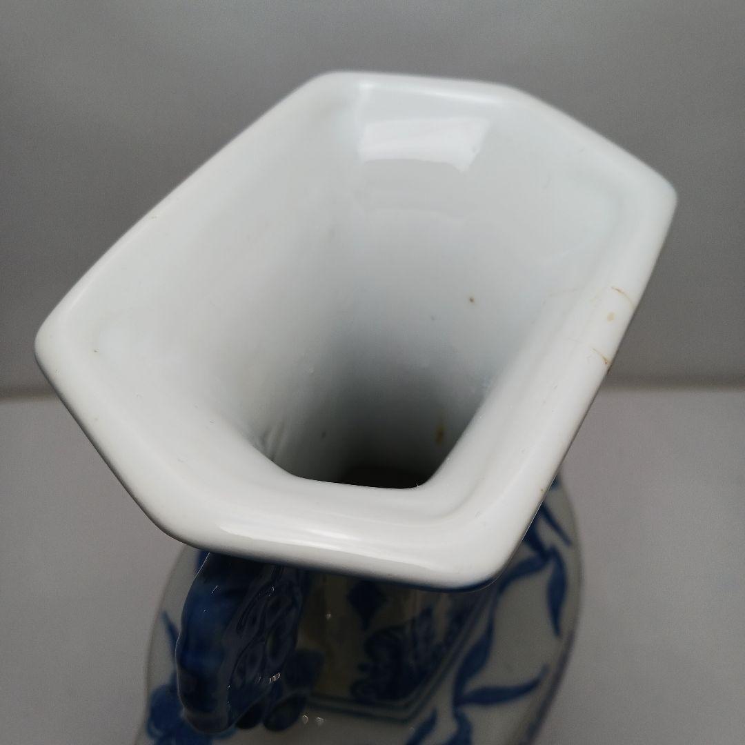 ues-120 中国 染付 双耳付花瓶 高さ30㎝