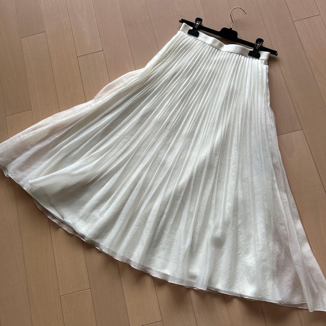 【タグ付き】お値下げ ANAYI スパンオーガンジープリーツスカート 38 白
