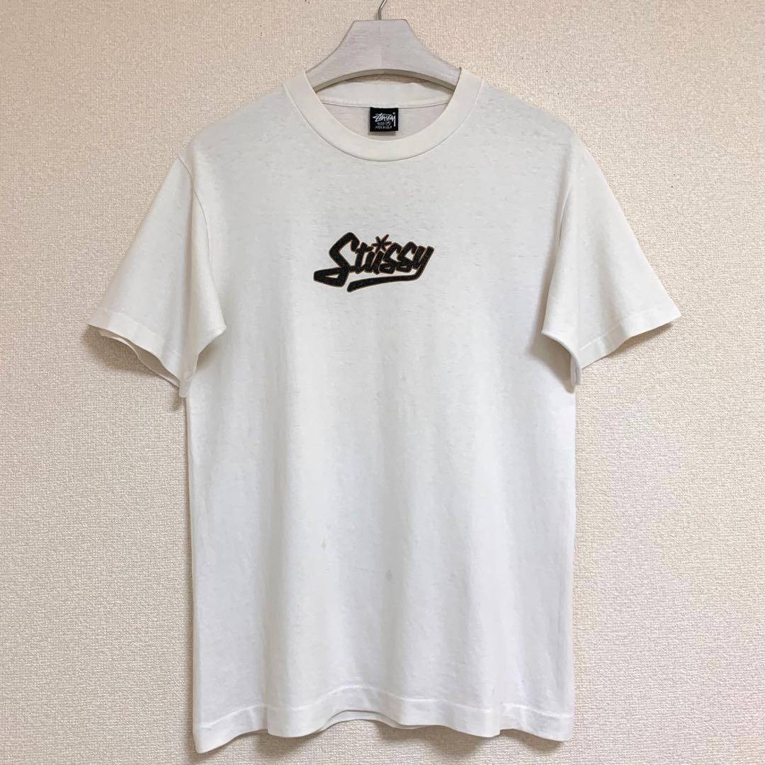 80s 後期 STUSSY 黒タグ USA製 cursive 筆記体 Tシャツ