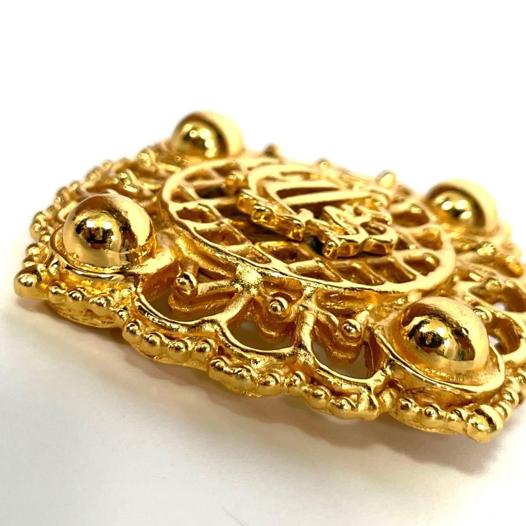 【美品】 DIOR ディオール ヴィンテージ ブローチ ゴールド ひし形