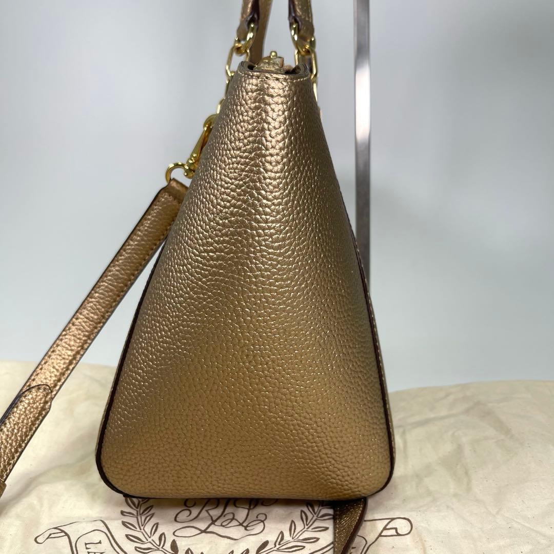 【natsu 様✨】ローレンラルフローレンレディースハンドバッグ2WAY希少ゴー