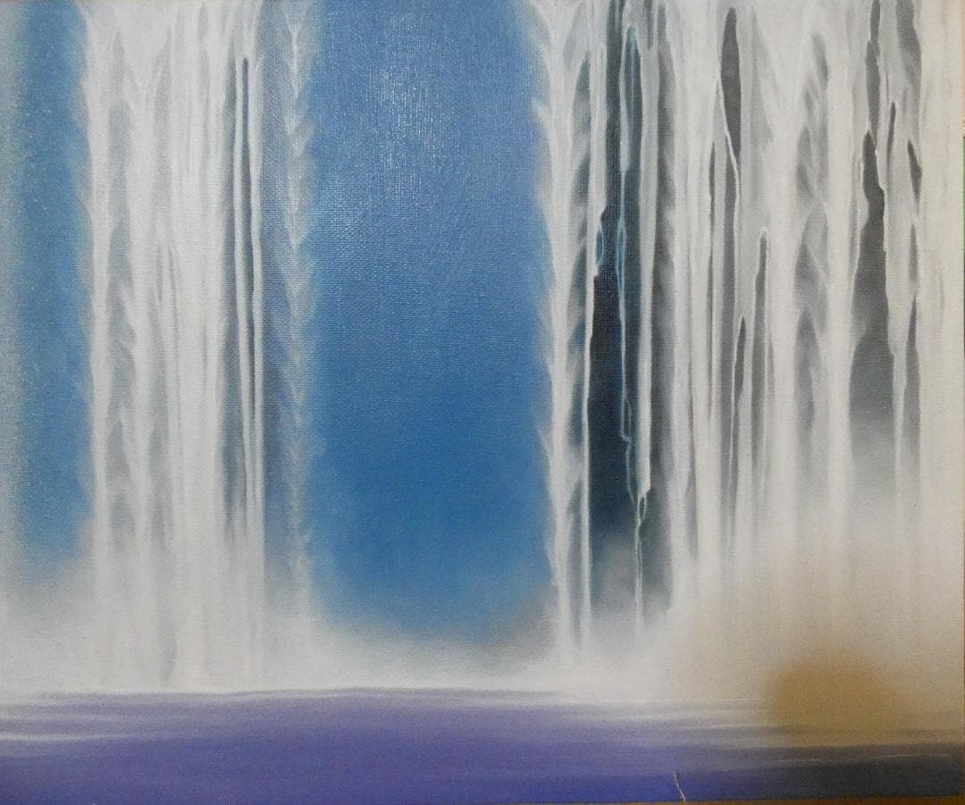 油絵　風景画　千住博　ウォーターフォール　額付き　手描き　肉筆
