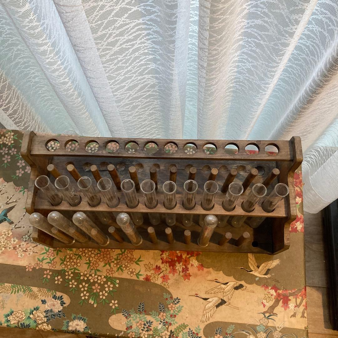 アンティーク　木製試験管立て 24本用 フラワーベース