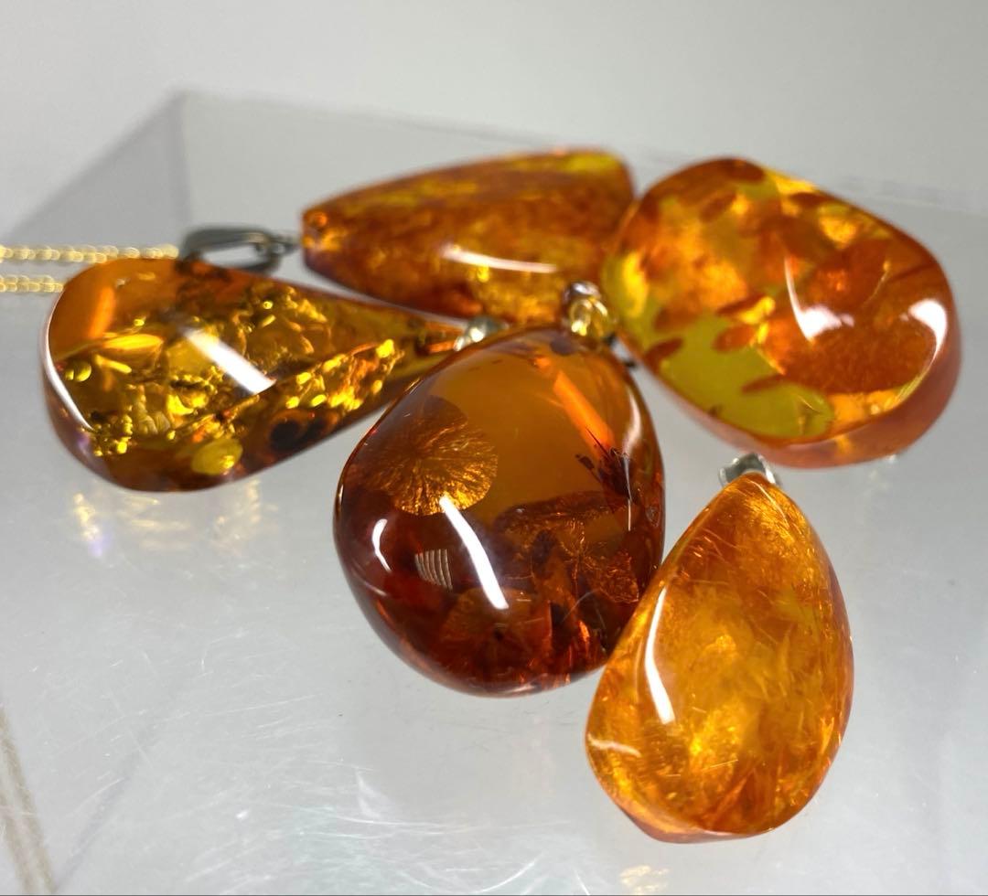 本琥珀ネックレストップ5点　30g 東Y7-0318☆1Fタトチ