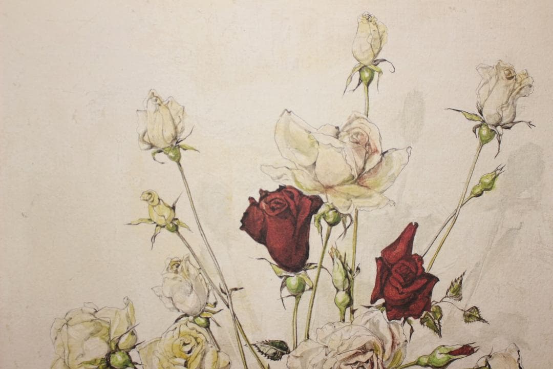 藤田嗣治 エスタンプリトグラフ「バラ」 62/250