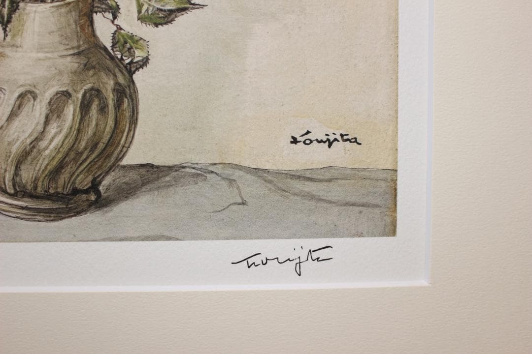 藤田嗣治 エスタンプリトグラフ「バラ」 62/250