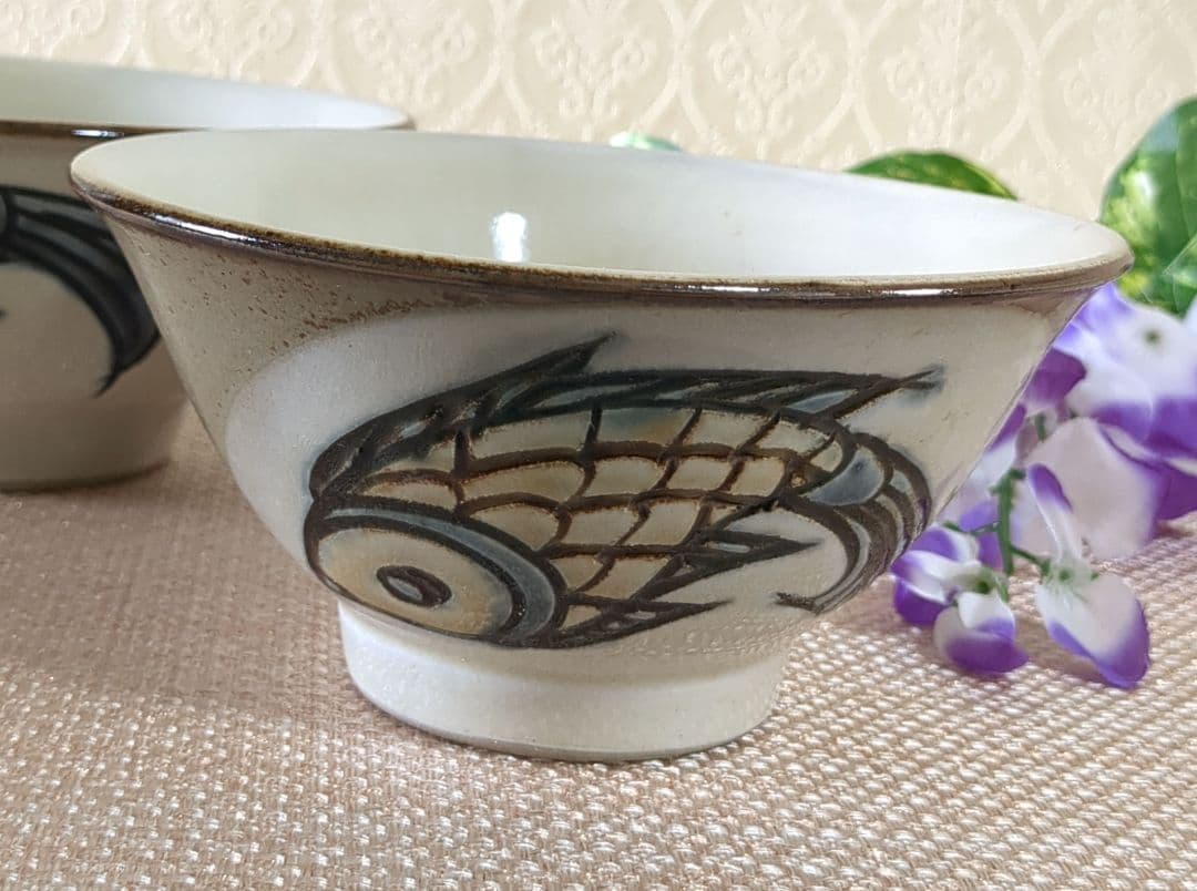 Niko様❢　沖縄やちむん　壺屋焼 丼 深鉢 魚紋 宮城須美子　レア✨️　未使用