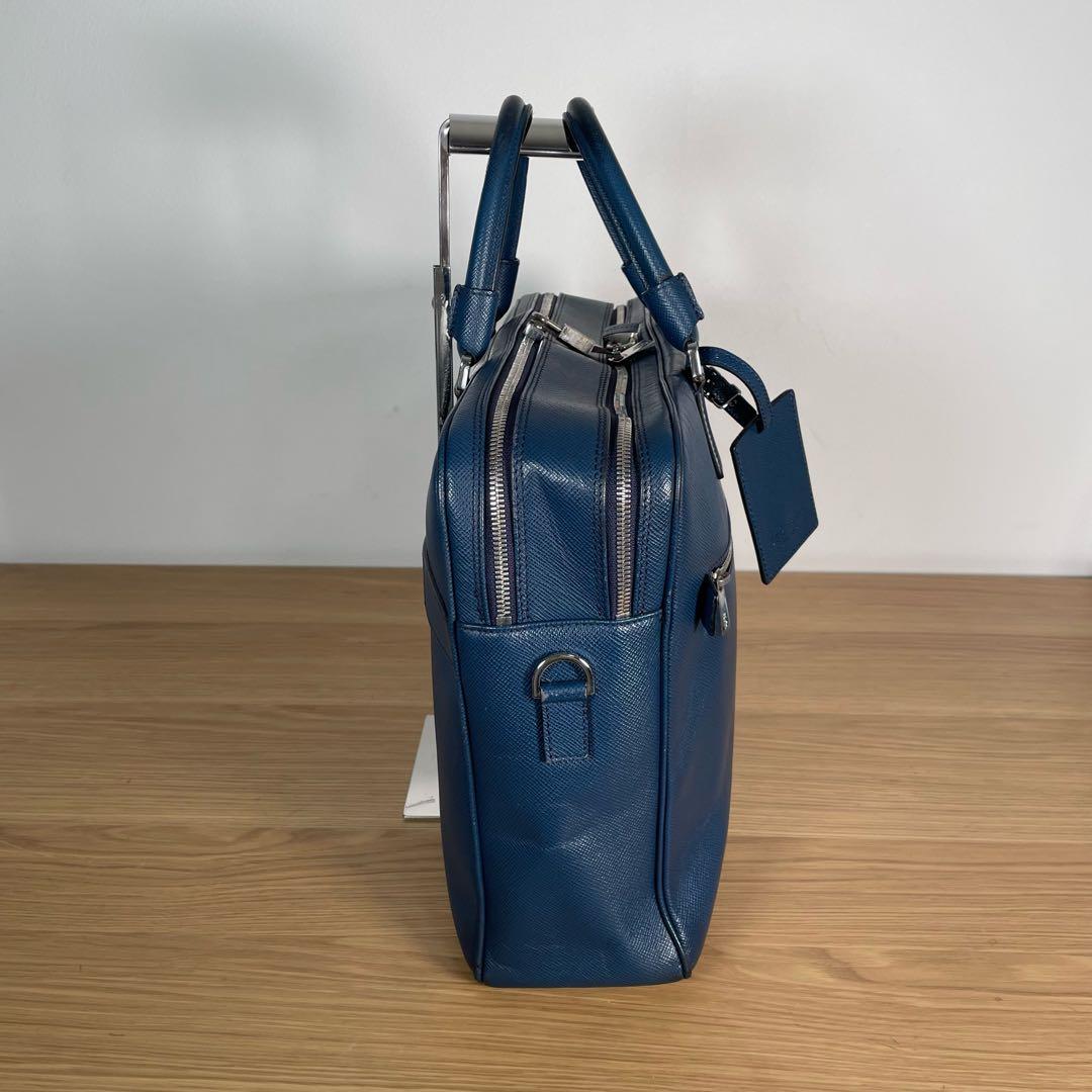 セラピアン　ビジネスバッグ　ブリーフケース　レザー　ブルー　2way