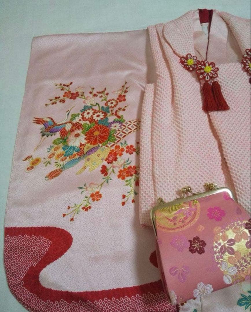 七五三 3歳　着物　正絹　総絞りフルセット