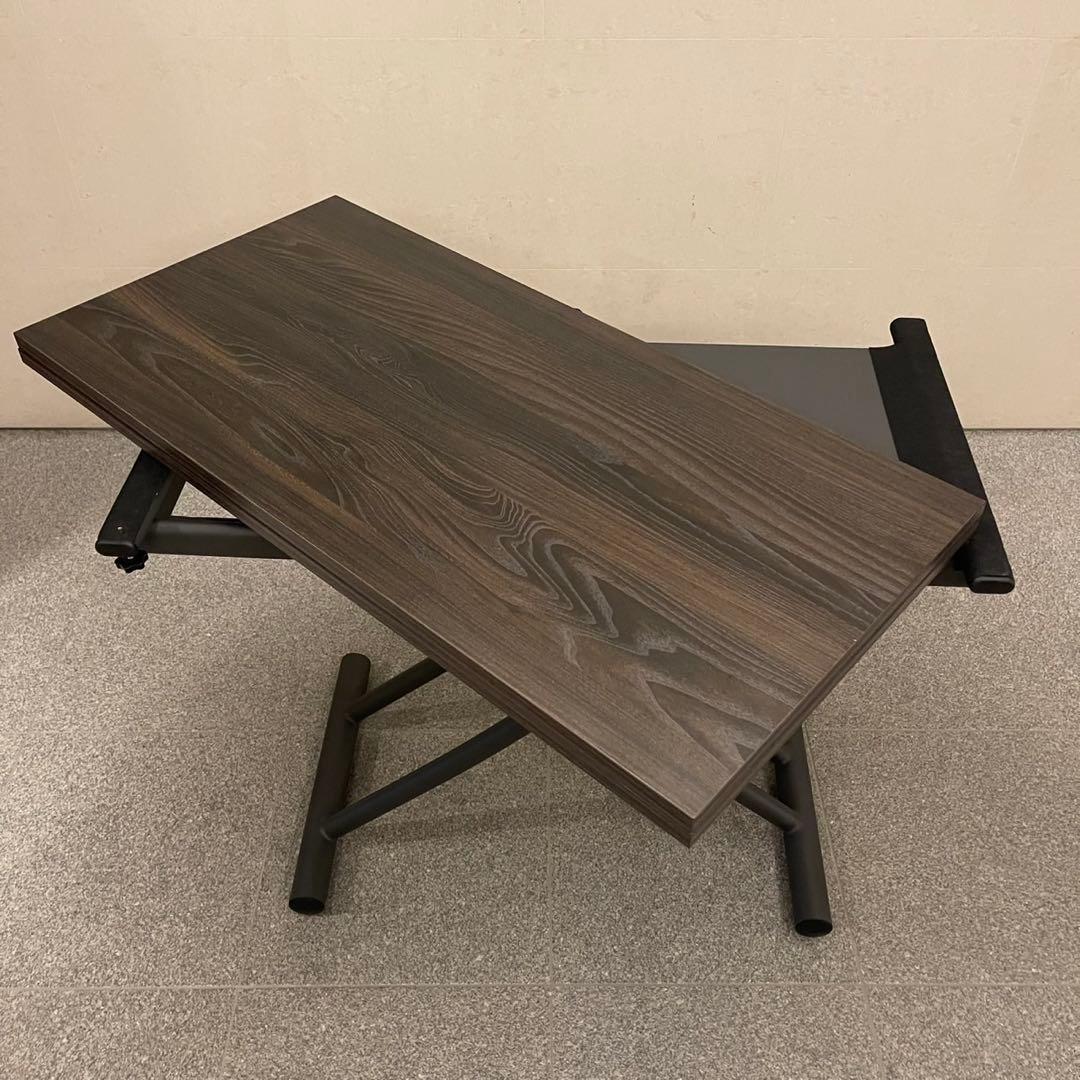 【美品】ヤマソロ 昇降テーブル グロリアス 82-645（ブラウン/ブラック）