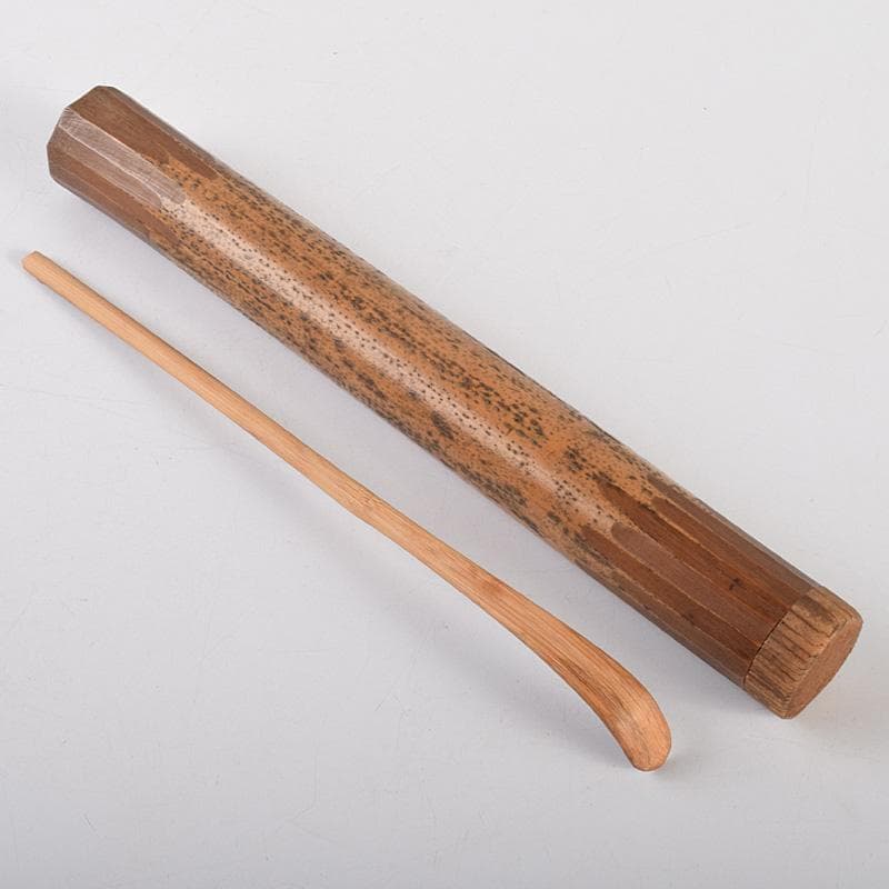 茶道具　古竹　茶杓　在銘書付共筒　V　R5067