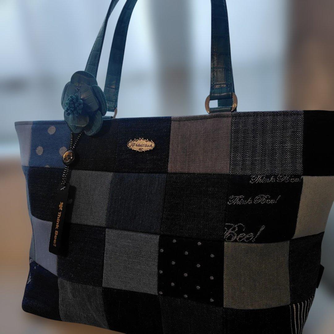 連休価格新品Think Beeパッチワークデニムハンドバッグ