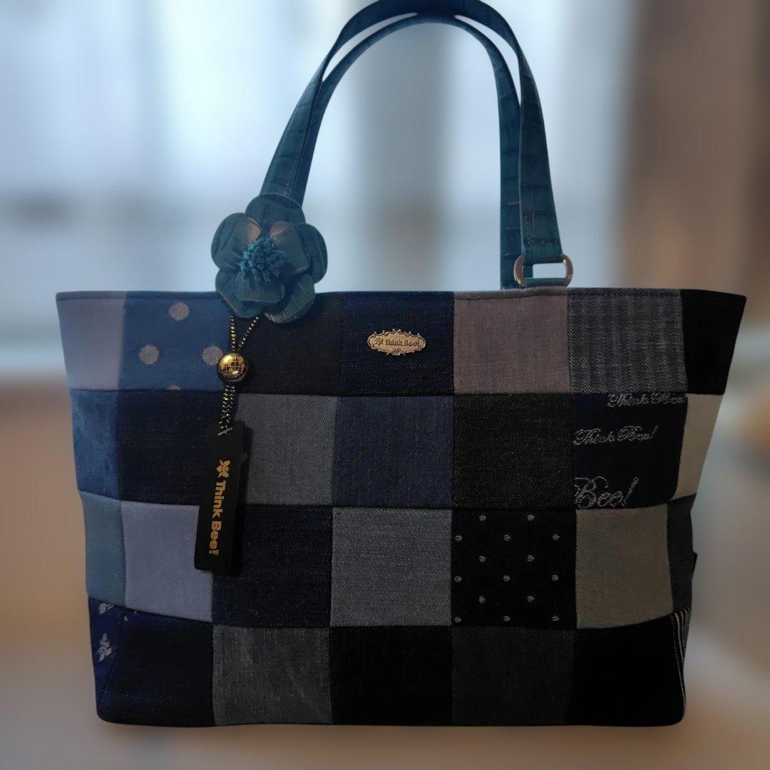 連休価格新品Think Beeパッチワークデニムハンドバッグ