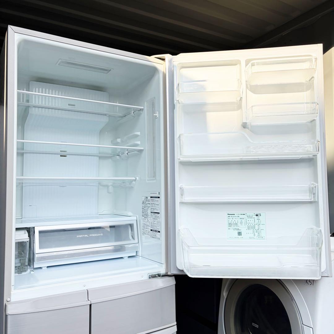 運搬取付無料！シャンパンカラー　純正Pana大容量スリム冷蔵庫！完動品超美品！