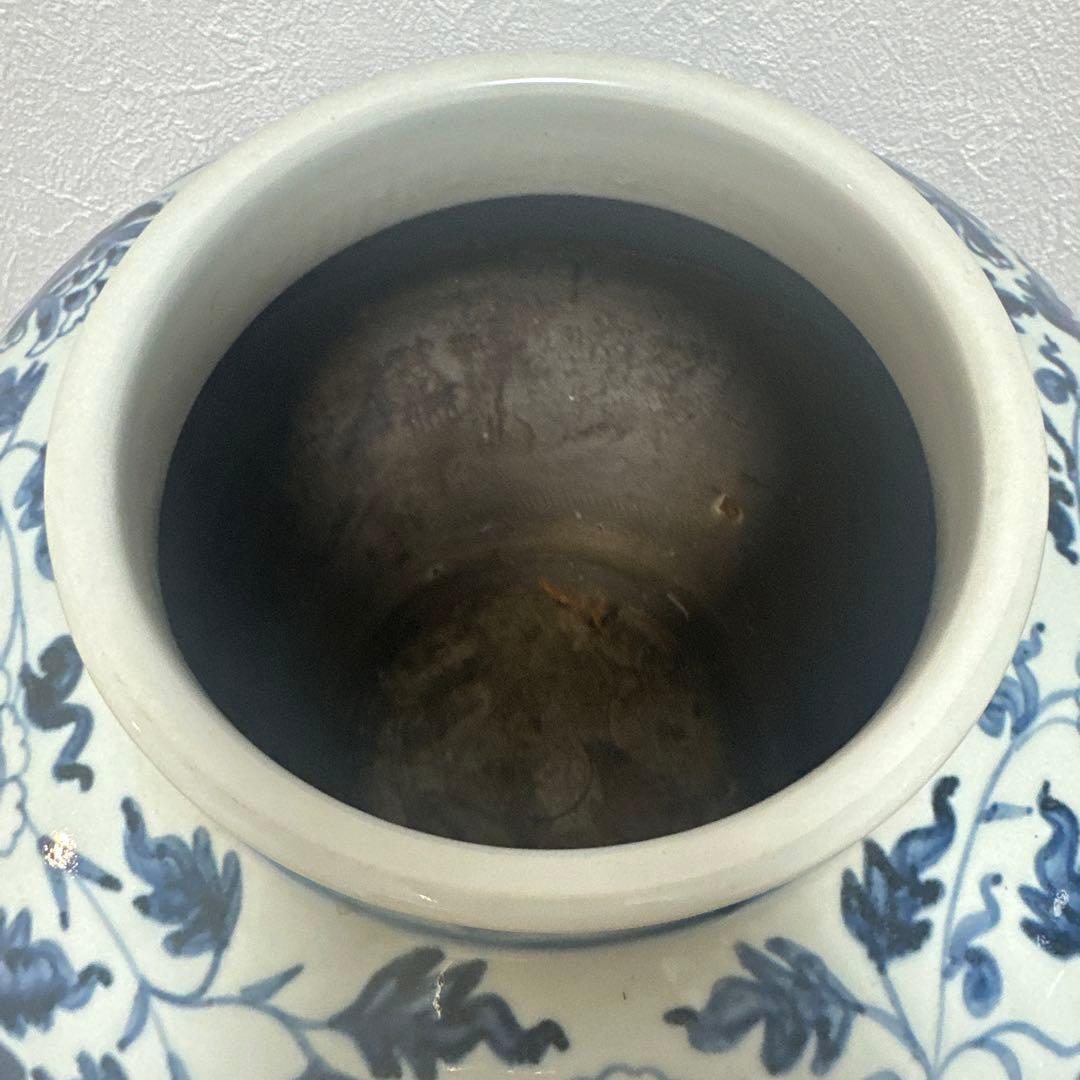 染付壺　骨董品　アンティーク　古美術　陶磁器