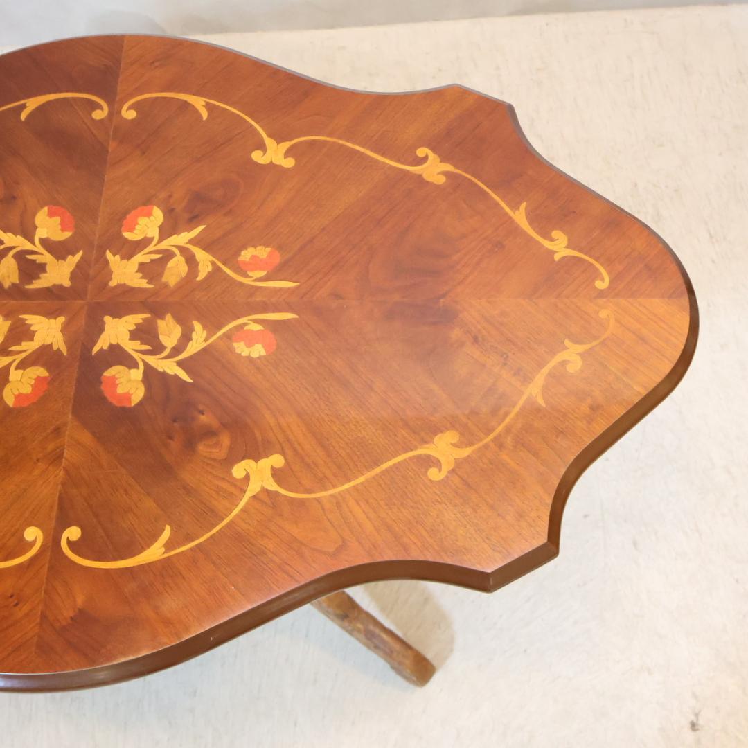 アンティーク調 カフェテーブル 円形 ロココ調 象嵌細工 エレガント 洋風