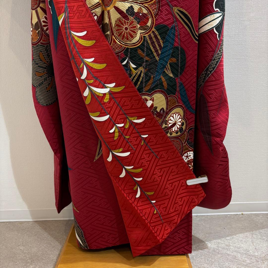 振袖フルセット　7点セット　赤　長襦袢付き　成人式　前撮り　f3