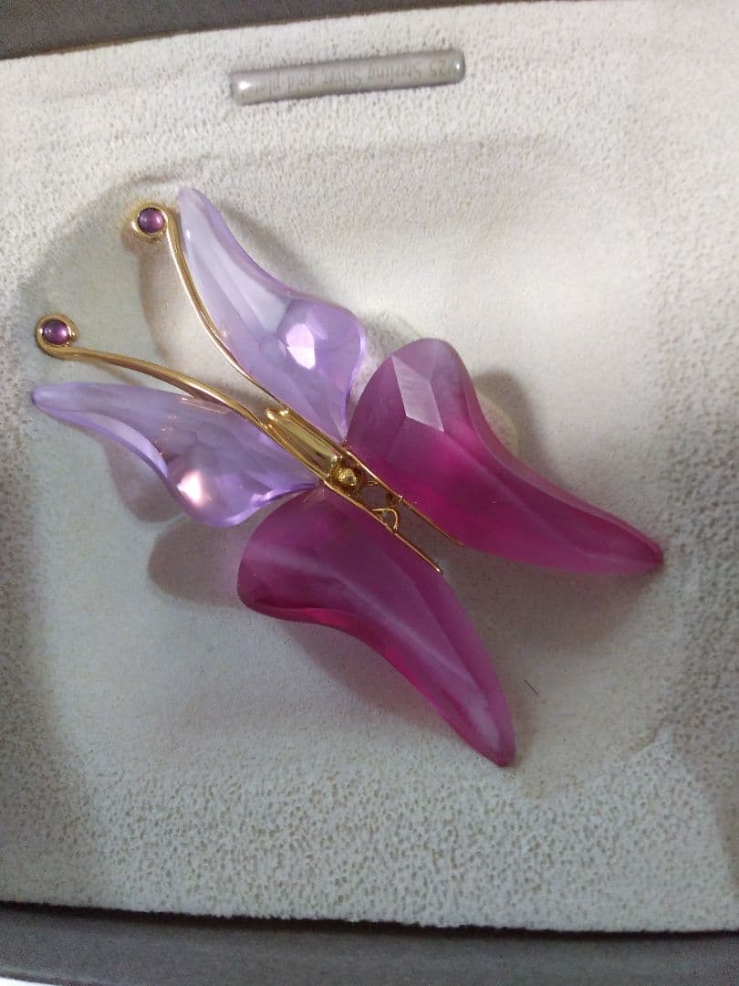DANIEL SWAROVSKI 蝶のブローチ 紫 ピンク 稀少品 保証書付き