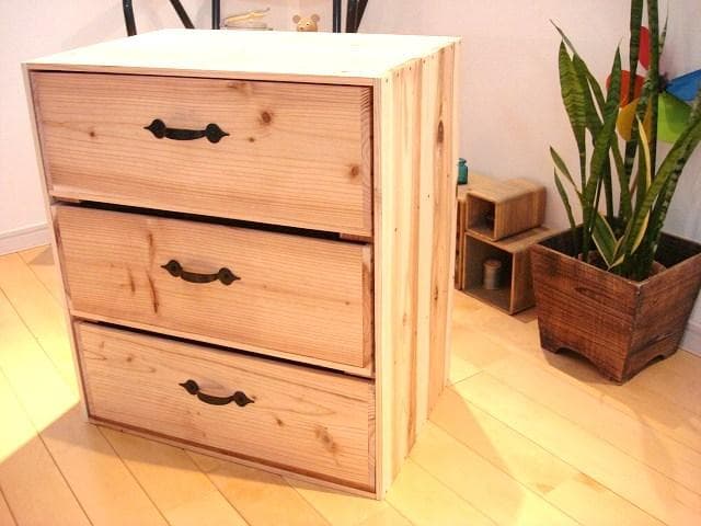 hitopin★送料無料★木製3段引き出し