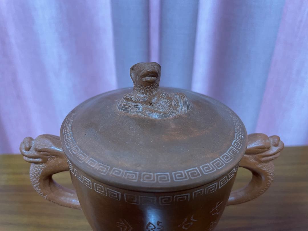 中国美術　朱泥　置物