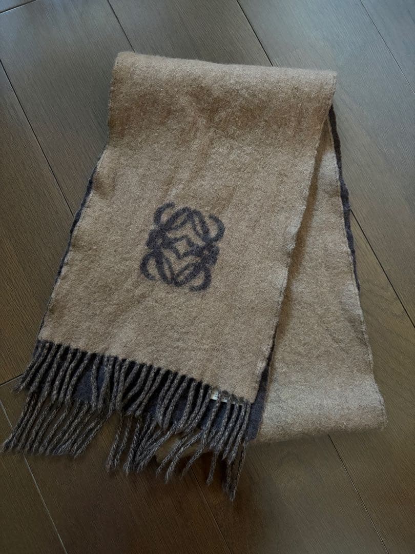 LOEWE マフラー ブラウン ダークブラウン バイカラー