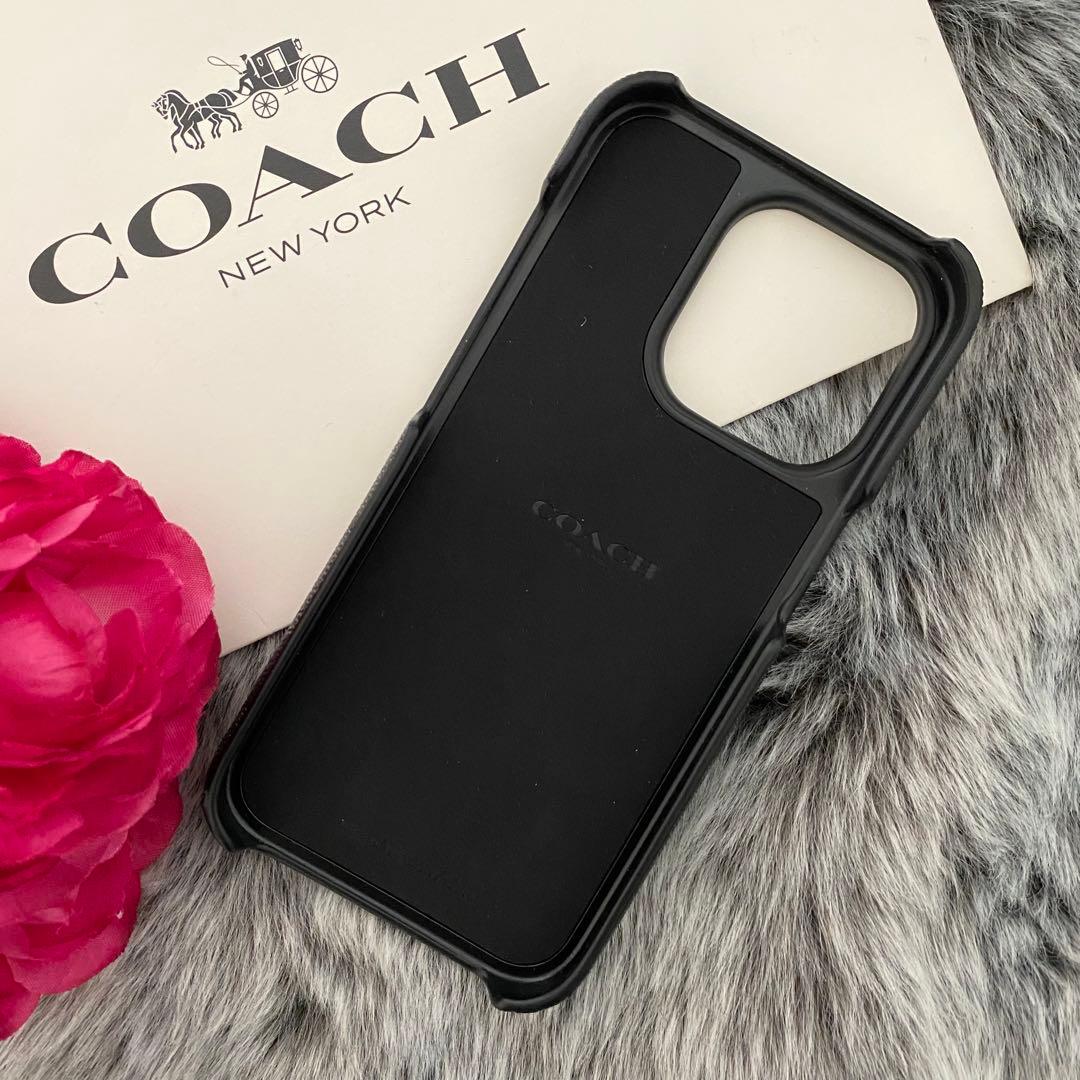 新品☆COACH(コーチ) ブラック スマホケース iPhone15 pro