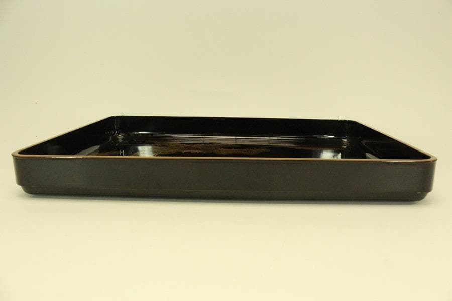 松上鶴蒔絵 四方盆 時代物(A981)