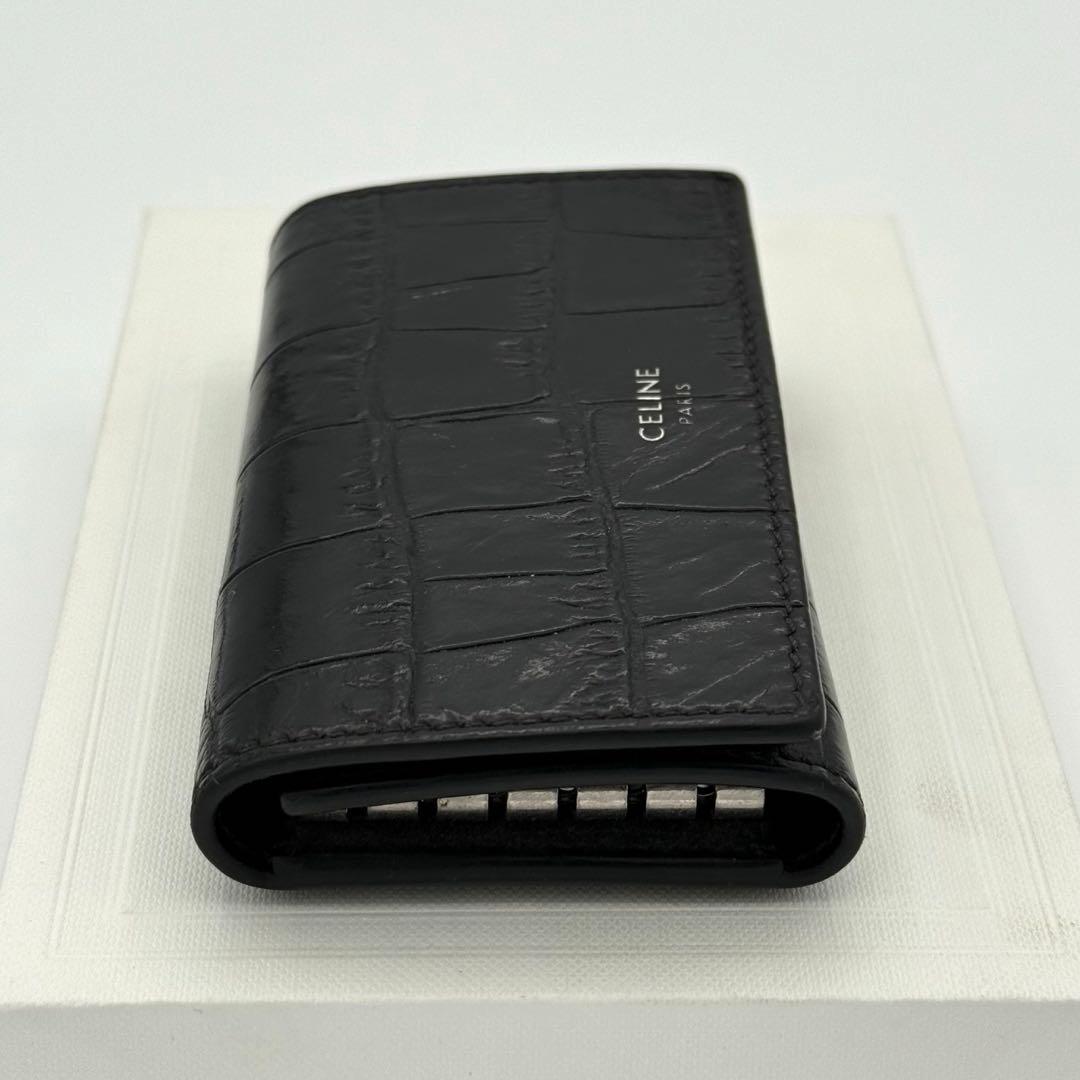 CELINE セリーヌ クロコ型押し レザー 6連キーケース ブラック