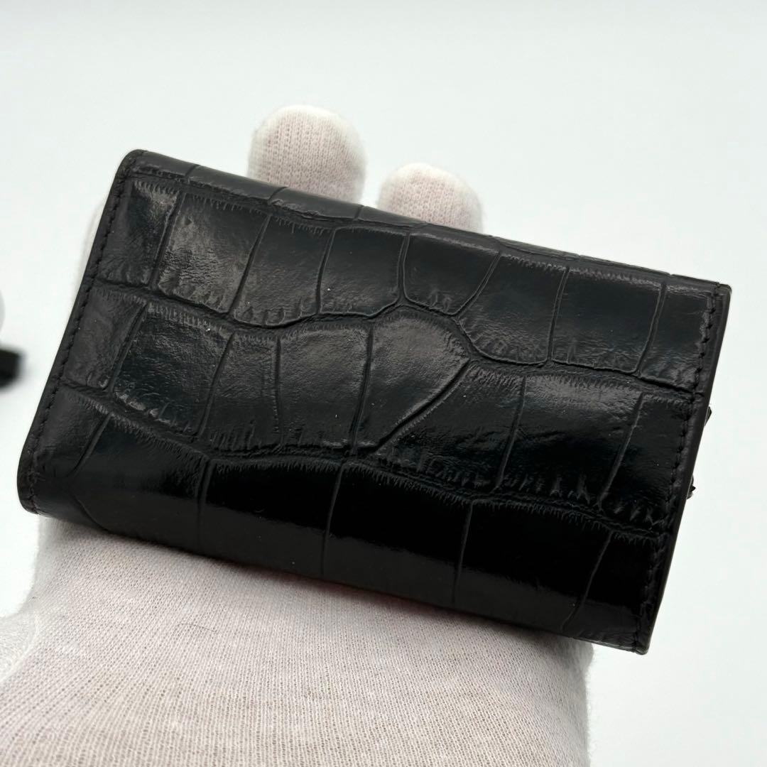 CELINE セリーヌ クロコ型押し レザー 6連キーケース ブラック