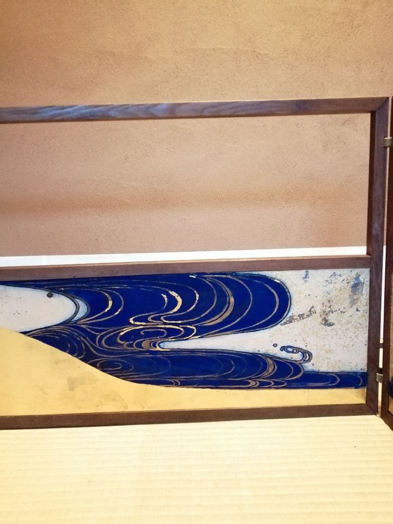 【茶道具】流水金箔ちらし絵風炉先　風炉先屏風　風炉先214