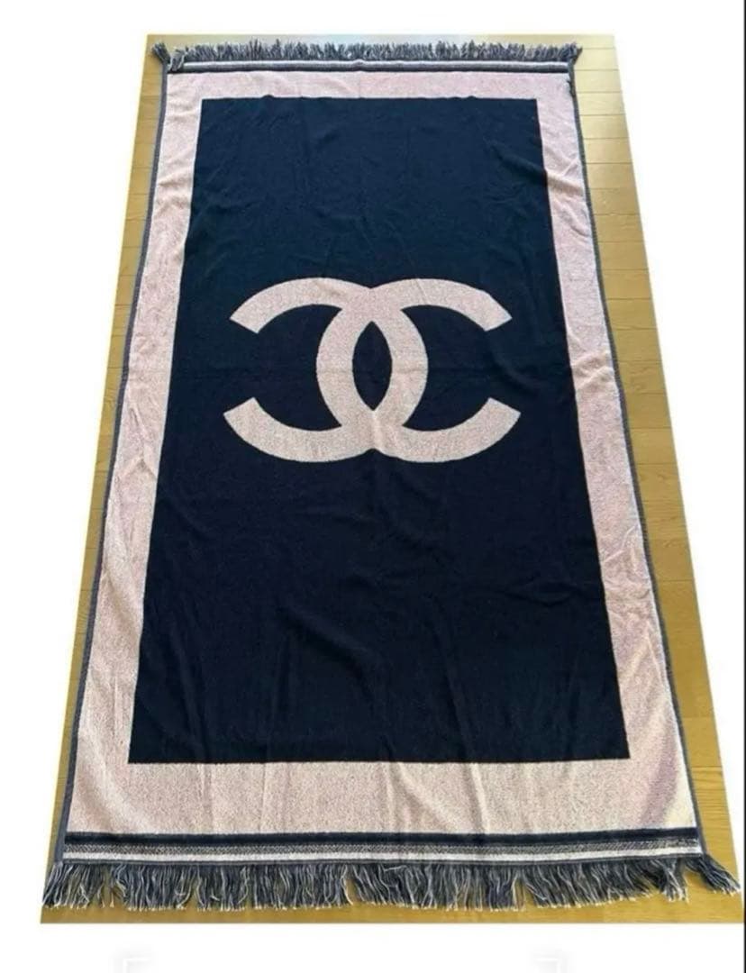 CHANEL ビーチタオル ブランケット ネイビー ピンク 新品未使用