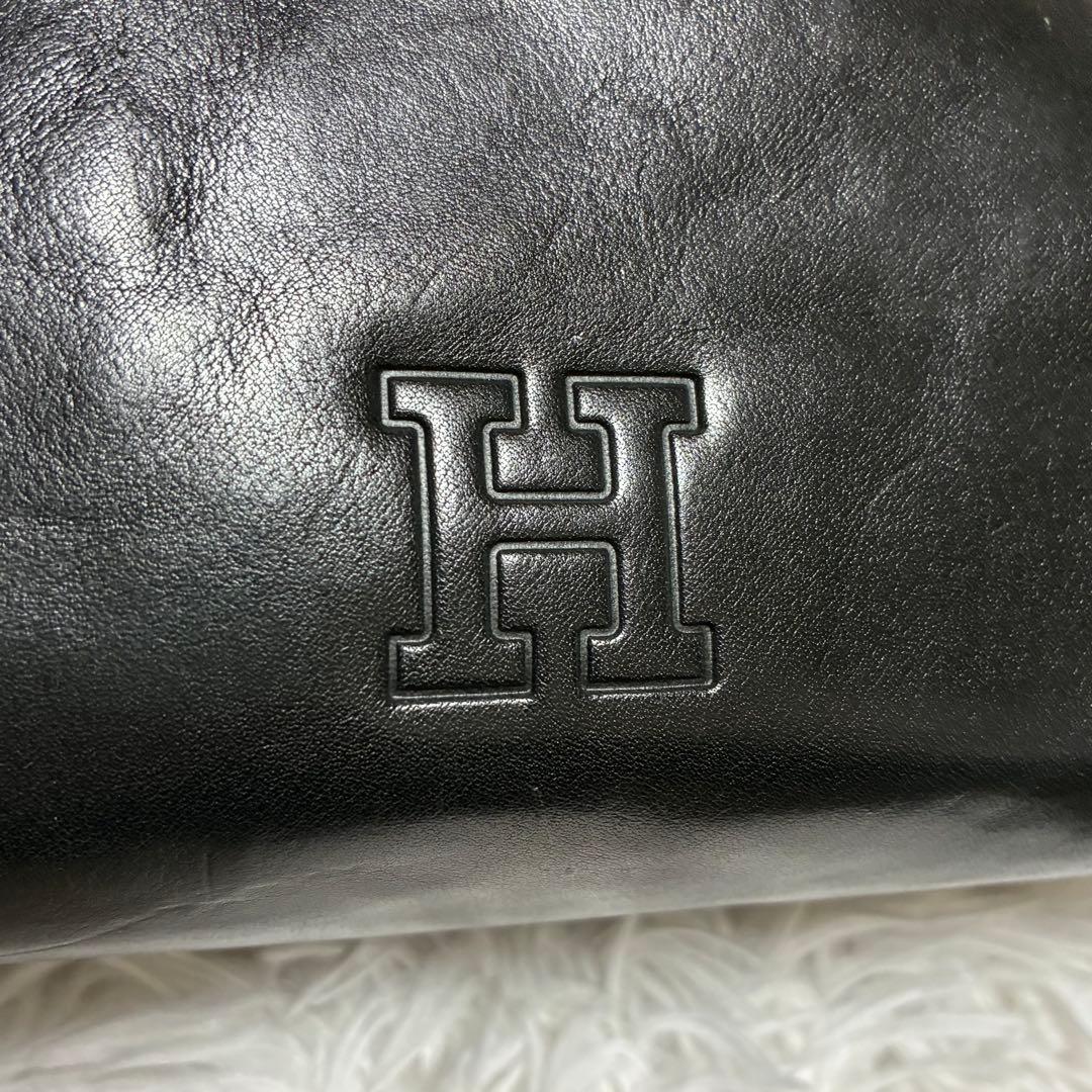 HIROFU ヒロフ　ワンショルダーバッグ　レザー　牛革　Hロゴ　ブラック