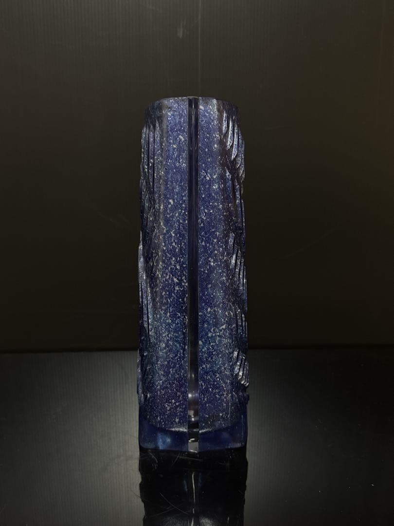 特大 Daum France クリスタル 青マーブル ガラス 花瓶 廃盤 貴重