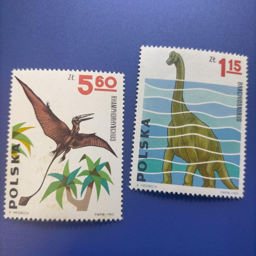 3254 外国切手 ポーランド 1965年 先史時代の恐竜 10種 未使用