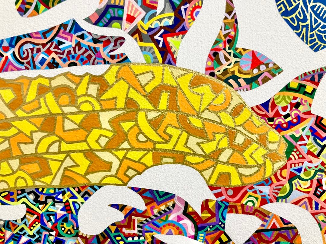 値下げ　原画　ゴリラ　動物画　絵画　アクリル画　現代アート　細密画　一点物