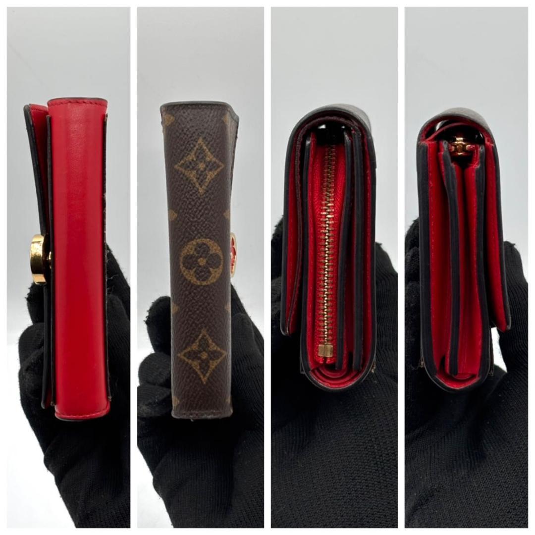 美品 ルイヴィトン モノグラム フロール コンパクト 折り財布 赤 コンパクト