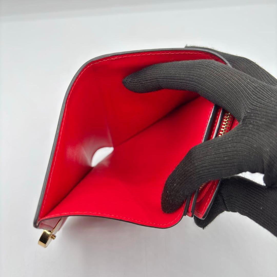 美品 ルイヴィトン モノグラム フロール コンパクト 折り財布 赤 コンパクト