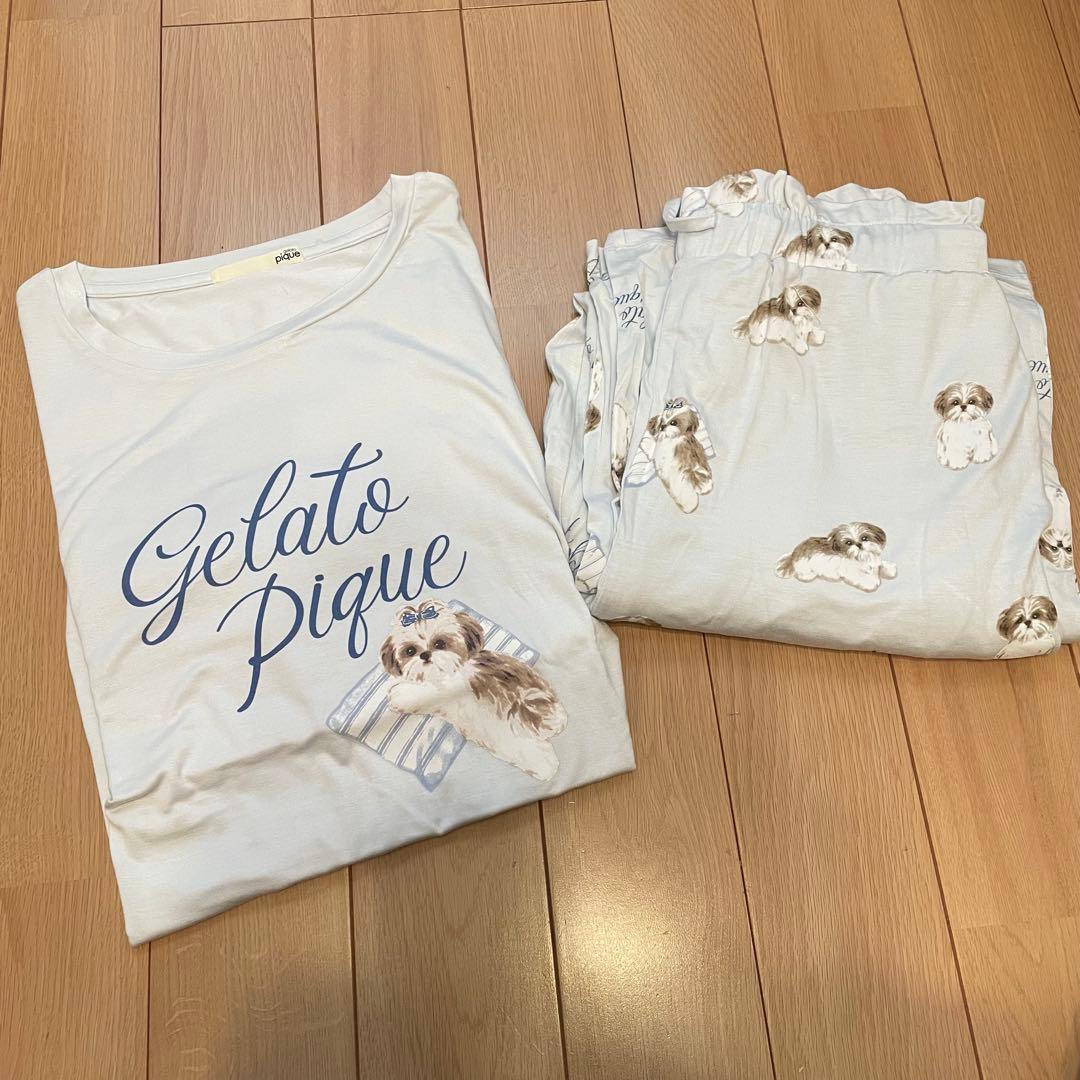 新品　ジェラートピケ　シーズー　犬　セットアップ　パジャマ　ルームウェア