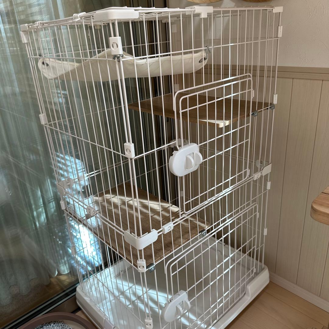 富山市まで引き取り希望 猫用ケージ　2段　ハンモック付き