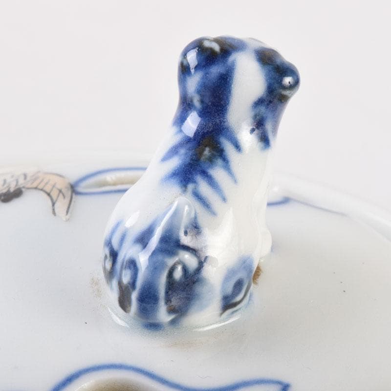 陶芸家　森野嘉光作　染錦　七福神図　双耳香炉　共箱　V　8506