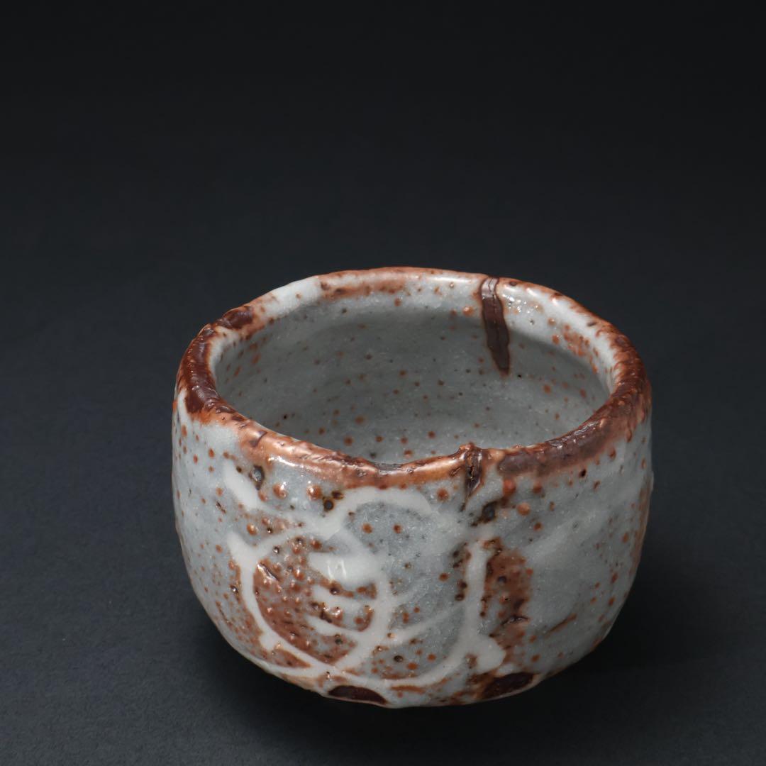 【最終価格】抹茶碗　鼠志野亀の絵　月形那比古　夏至亀　共箱　R1424お14