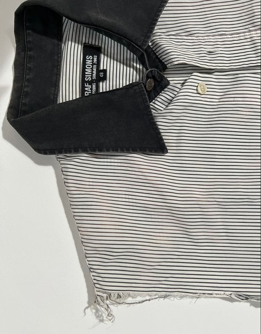 難あり 48 raf simons 2003SS ストライプ ノースリーブシャツ