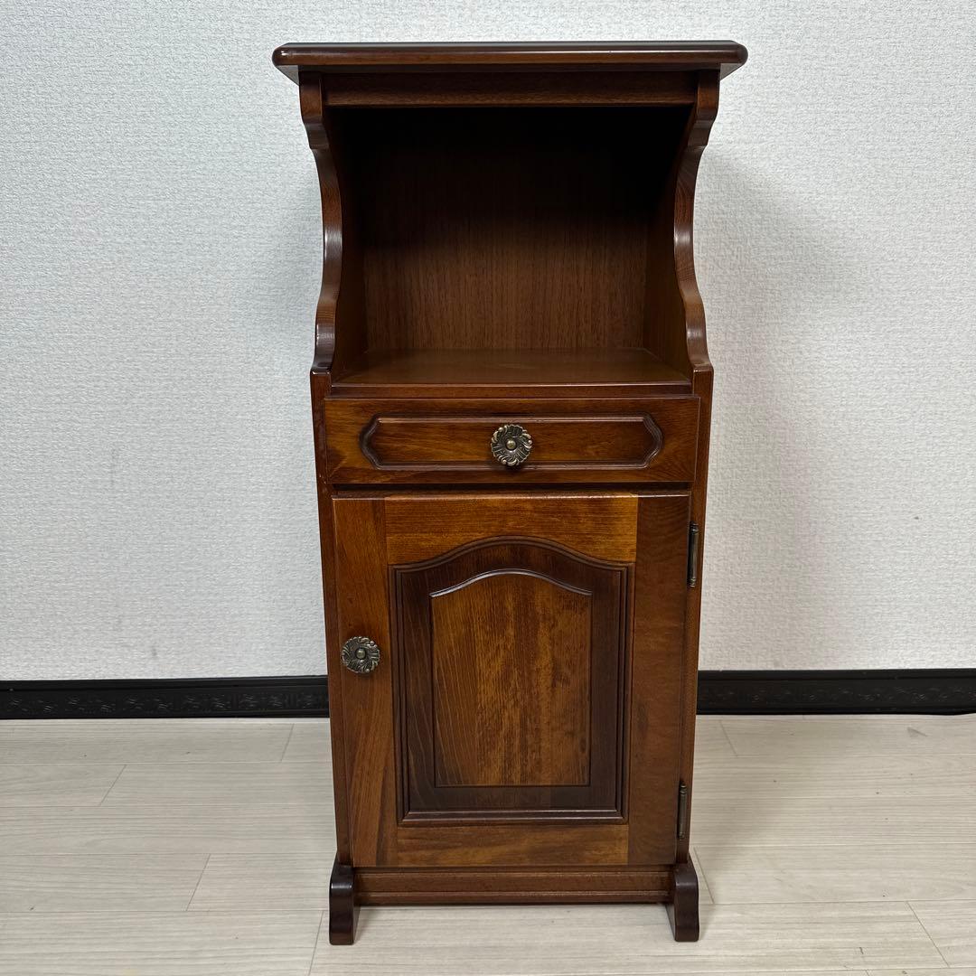 美品 カリモク コロニアル 電話台 FAX台 飾り棚 花台 キャビネット※i4※