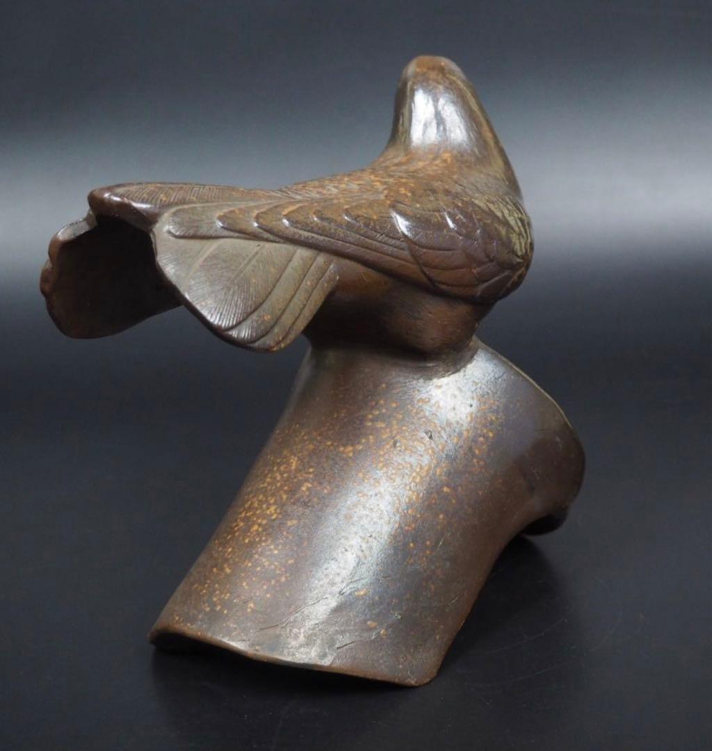 送料無料　昭和の名工　木村友敬作　胡麻備前　鳩置物