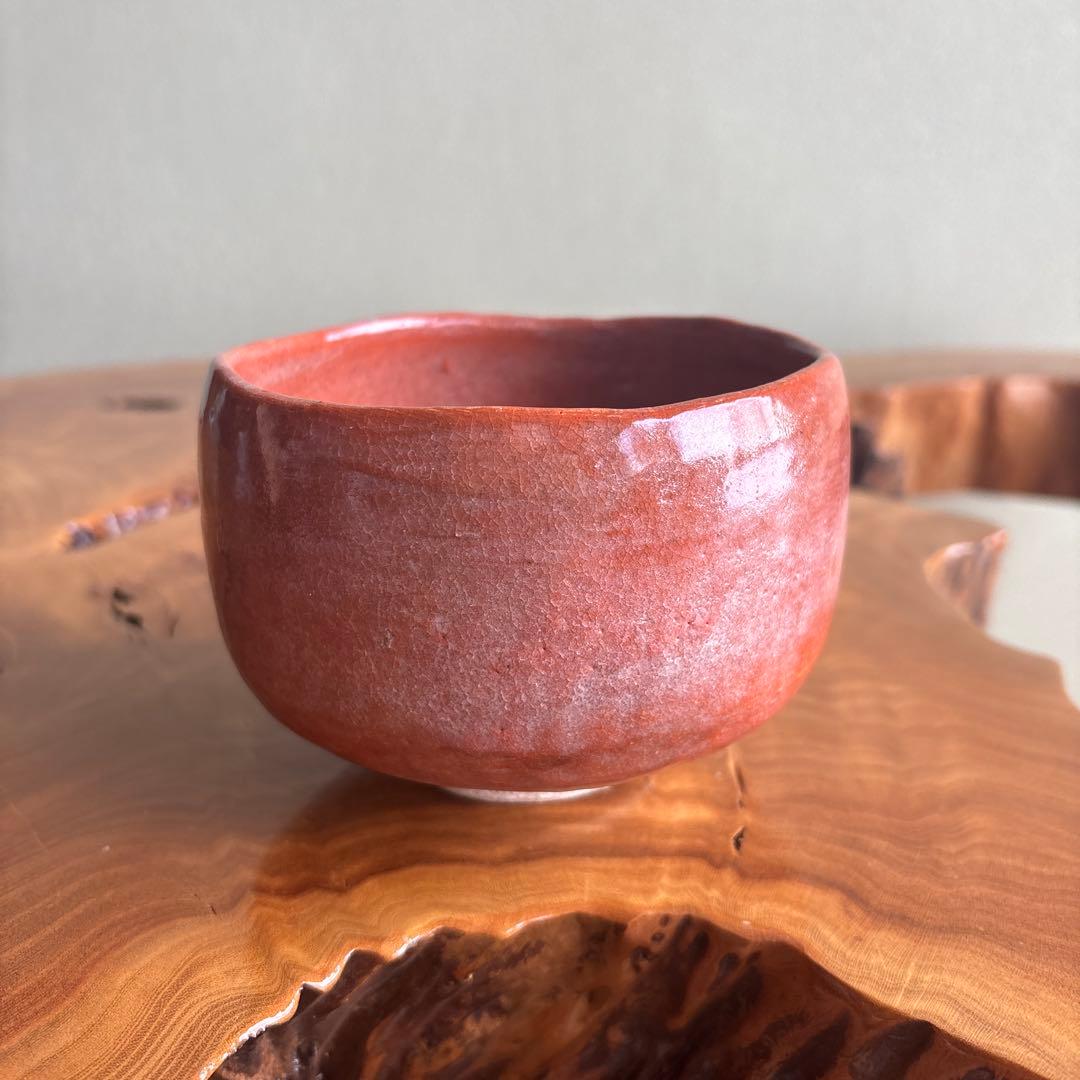 平安 井上春峰 楽焼 赤楽茶碗 抹茶碗 茶道具 共箱