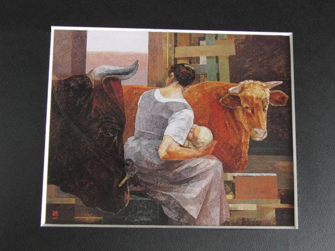 山本勇、【朱夏】、希少な額装用画集より、新品額装付、状態良好