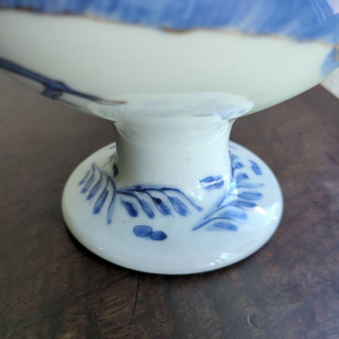 骨董 盃洗 伊万里 染め付け 器 たかつき 山水 龍の図 アンティーク 陶器