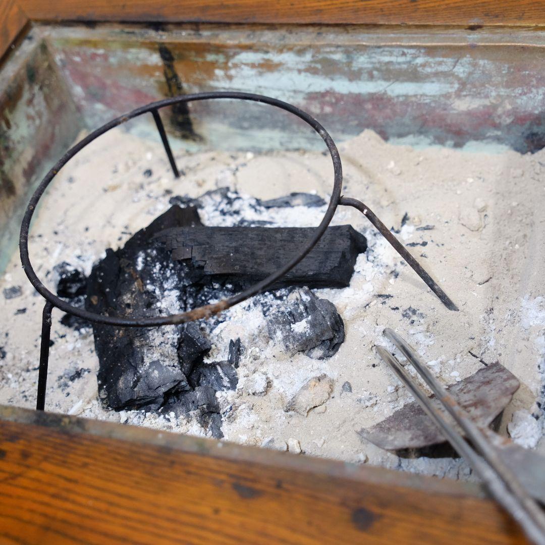 昭和レトロ 角形 火鉢 木製 囲炉裏 テーブル アンティーク ビンテージ